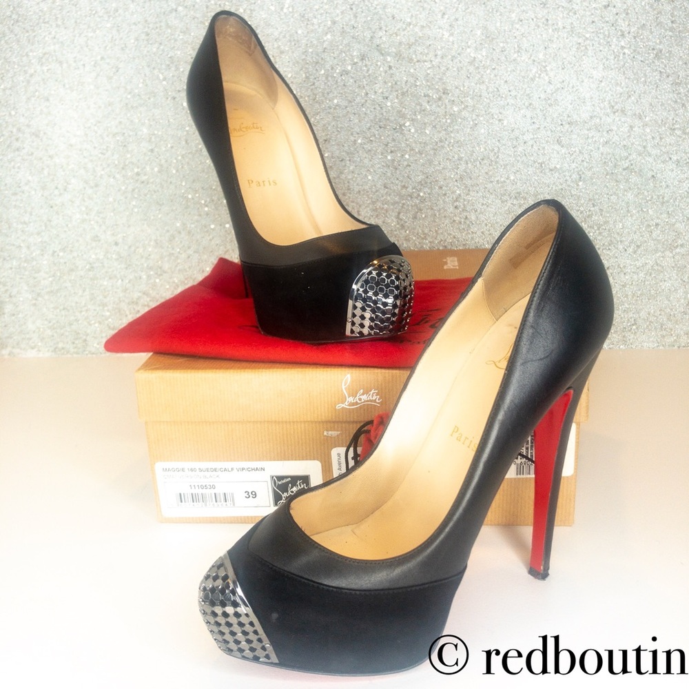 ๐ trading patent leather and suede Maggie pumps - Picture 1 of 8